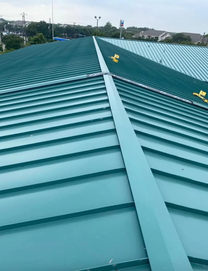 Green commercial metal roof ridge and valley for Metal Roof Repair in Lauderhill
